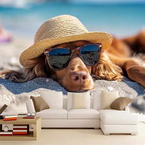 Hund Fototapete selbstklebend 3D Effekt Golden Retriever Wandgemälde Tapete für Wände Schlafzimmer Wohnzimmer Schlafzimmer TV-Hintergrund Kinderzimmer Dekoration （350 x 245 cm） von Generisch