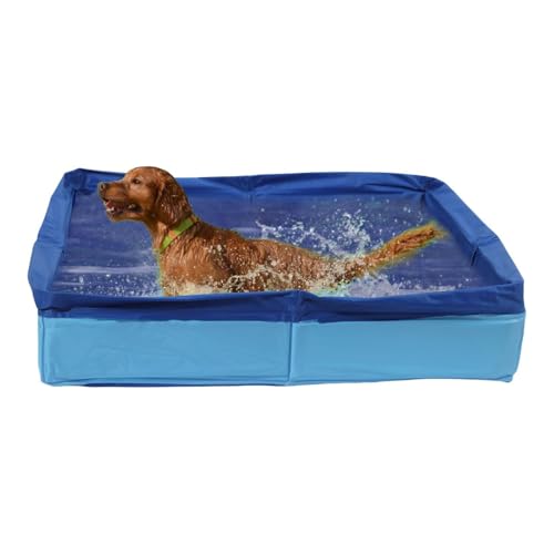Hund Planschbecken, Hundepool Klein, Katzenpool Mit Fischen, PVC Hunde Planschbecken Klappbar Eckig, rutschfeste Aufblasfreie Wanne Für Welpen Kleine Katzen Und Haustiere von Generisch