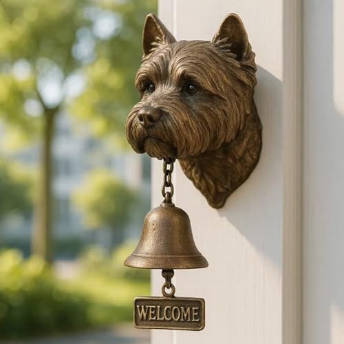 Hund Türklingel Retro Gusseisen, Wandmontage Willkommensglocke mit Hängenden Glocken - Vintage Landhausstil Dekoration für Haustür, Willkommensglocke Mit Deutschem Schäferhund (C) von Generisch
