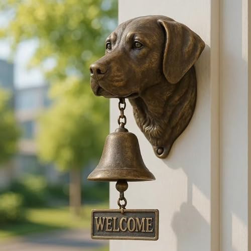 Hund Türklingel Retro Gusseisen, Wandmontage Willkommensglocke mit Hängenden Glocken - Vintage Landhausstil Dekoration für Haustür, Willkommensglocke Mit Deutschem Schäferhund (D) von Generisch