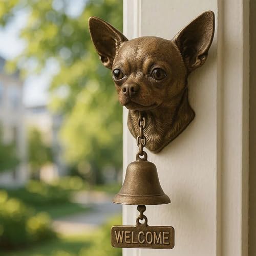 Hund Türklingel Retro Gusseisen, Wandmontage Willkommensglocke mit Hängenden Glocken - Vintage Landhausstil Dekoration für Haustür, Willkommensglocke Mit Deutschem Schäferhund (K) von Generisch