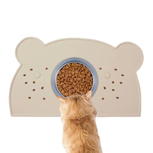 Hundefuttermatte – Hundematte für Futter und Wasser | Haustier-Futtermatten | erhöhte Kanten | waschbares, rutschfestes Silikon-Pad, auslaufsicheres Tablett in Bärenform für Welpenboden drinnen und von Generisch