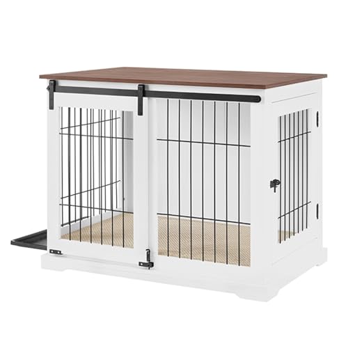 Hundekäfig-Möbel aus Holz mit seitlicher Öffnung, Indoor-Beistelltisch-Design, inklusive Tablett und Kissen für bequemen Haustier-Lebensraum Hundekäfig-Möbel aus Holz mit seitlicher Öffnung, Indoor-Beistelltisch-Design, inklusive Tablett und Kissen für bequemen Haustier-Lebensraum von Generisch