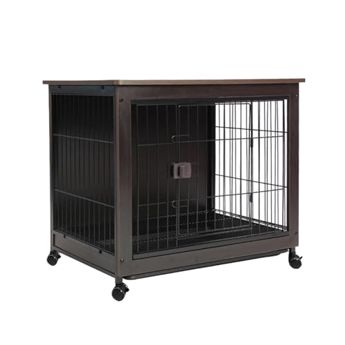 Hundekäfig aus Holz, robuste Hundebox für große mittelgroße Hunde, Indoor-Haustierbox Hundehütte mit abnehmbarem Tablett von Generisch