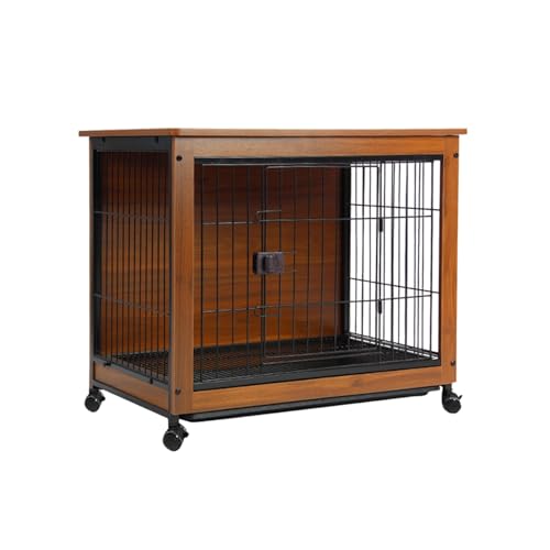 Hundekäfig aus Holz, robuste Hundebox für große mittelgroße Hunde, Indoor-Haustierbox Hundehütte mit abnehmbarem Tablett von Generisch
