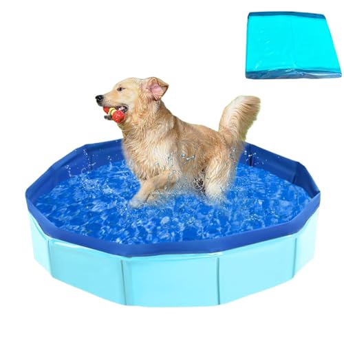 Hundepool,Faltbare Hundepool, Hundebadewanne Planschbecken Hund Swimmingpool Mit Rutschfestem Boden & Ablassventil,Hunde Planschbecken Schwimmbecken Für Haustiere von Generisch