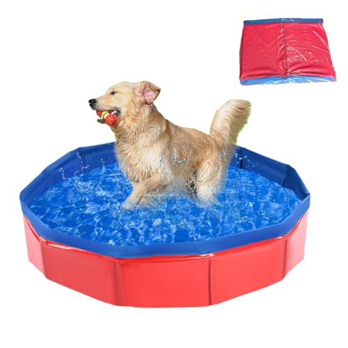 Hundepool,Faltbare Hundepool, Hundebadewanne Planschbecken Hund Swimmingpool Mit Rutschfestem Boden & Ablassventil,Hunde Planschbecken Schwimmbecken Für Haustiere von Generisch