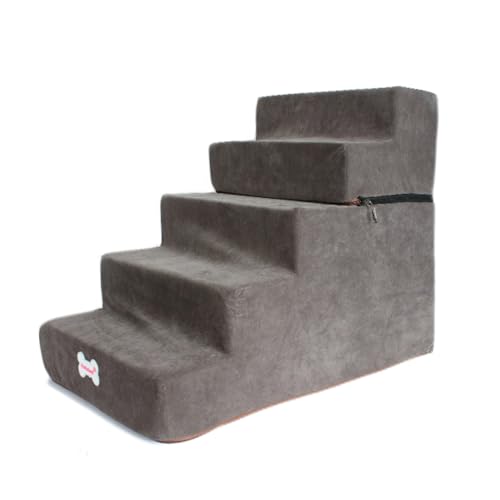 Hundetreppe - 5 Stufen -Haustierleiter | Abnehmbare Abdeckung, Atmungsaktiven Stoff, Sofa -Bett -Stufe, Leichtes Design | Hunde, Katzen, Innenmöbel Zugang, Couch, Stuhl, Schlafzimmer von Generisch