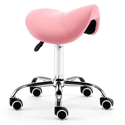 Hydraulischer Sattelhocker auf Rädern – Moderner Drehstuhl für Spa-Massage in lila Farbe – bequemer Beauty-Balance-Stuhl für gesundes und ergonomisches Sitzen von Generisch