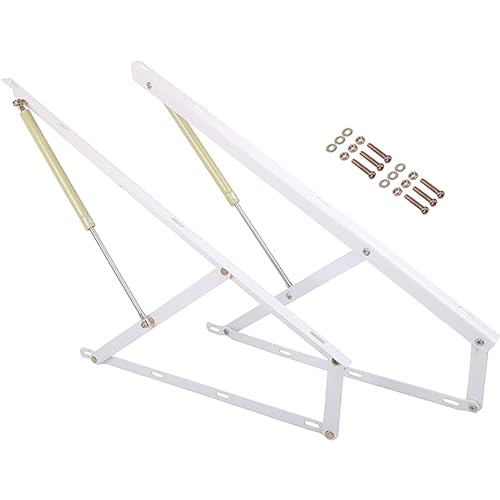 Hydraulisches Bett-Mechanismus-Set, Gasfeder-Hebeunterstützung für Bettkasten oder Schlafsofa, 90 cm, Weiß, 7 von Generisch