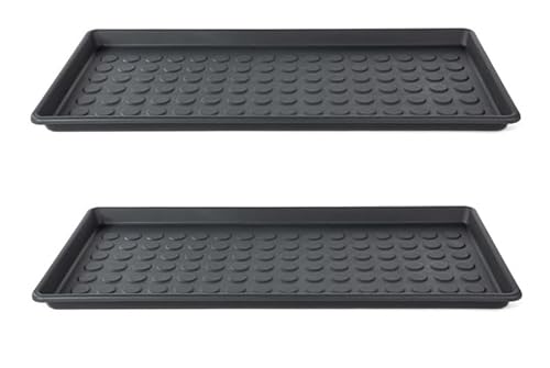 IKEA 2-er Set Schuhwanne Baggmuck Schuhmatte/Schuhabtropfschale - hoher Rand - Abtropfrillen - Robustes Polypropylen - dunkelgrau - 71x35x3 cm von IKEA