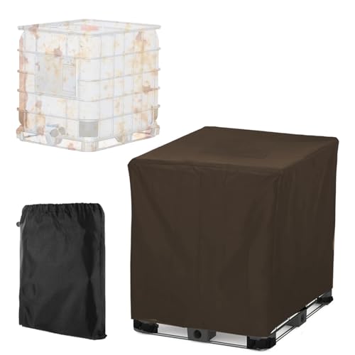 Ibc Tank Aabdeckung ,300L 600L 800L 1000L Wasserdicht Schutzhülle für Ibc Container,Wetterfest Abdeckplane für Regentonne Container mit Verstellbarer Kordelzug (Size:800L : 120*80*116CM,Color:braun) von Generisch
