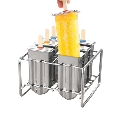 Ice Lolly Formen - Edelstahl am | Schimmel mit Stickhalter | Cremeform mit 100 Sticks am 6PCS Halter Basis Pop Maker wiederverwendbar Ice Lolly Formen - Edelstahl am | Schimmel mit Stickhalter | Cremeform mit 100 Sticks am 6PCS Halter Basis Pop Maker wiederverwendbar von Generisch