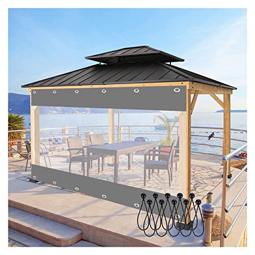 Individuell anpassbare transparente Outdoor-Leinen-Vorhänge – 0,5 mm dicke Pergola-Seitenteile mit Ösen für Garten, Windschutz (1,2 x 2,5 m) von Generisch