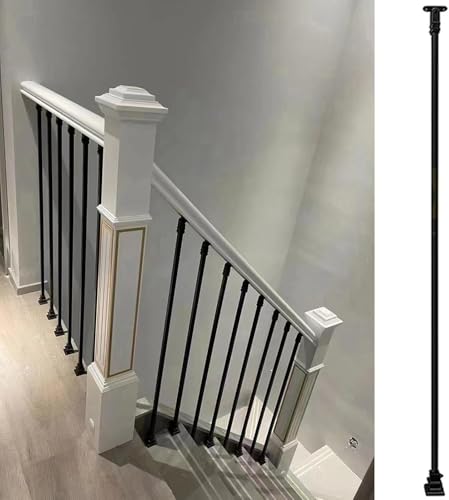 Indoor Handlauf Kit mit verstellbaren Halterungen & Füßen, Holz Newel Post Holz Handlauf für Deck Treppen Leitplanke von Generisch