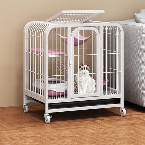Indoor-Haustier-Laufstall mit abnehmbarem Tablett und Riemenscheiben, geräumiger Doppelkäfig für kleine bis große Hunde, ideal für den Heimgebrauch von Generisch