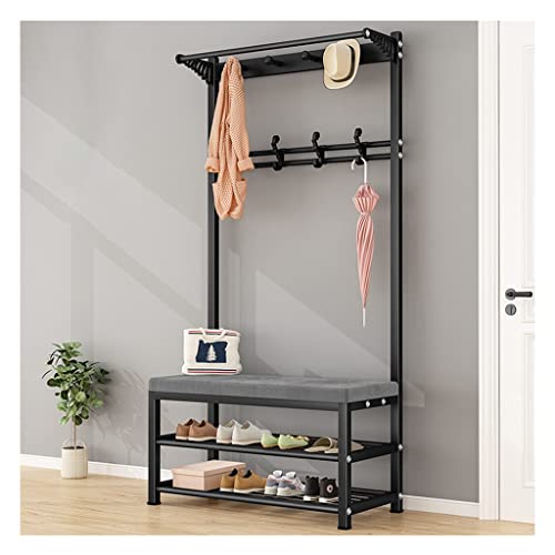 Industrial 4 in 1 Garderobenleiste Schuhbank mit Ablagefach und Haken Stahlrahmen Eingangsmöbel in Schwarz + Grau Industrial 4 in 1 Garderobenleiste Schuhbank mit Ablagefach und Haken Stahlrahmen Eingangsmöbel in Schwarz + Grau von Generisch