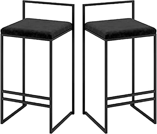 Industrial Design Barhocker Thekenstühle 2er Set Stilvoller Vintage Quadratischer Barhocker mit Fußstütze Schwarzer Stahlrahmen für Wohnzimmer Esszimmer Küche Schwarz & Transparent von Generisch