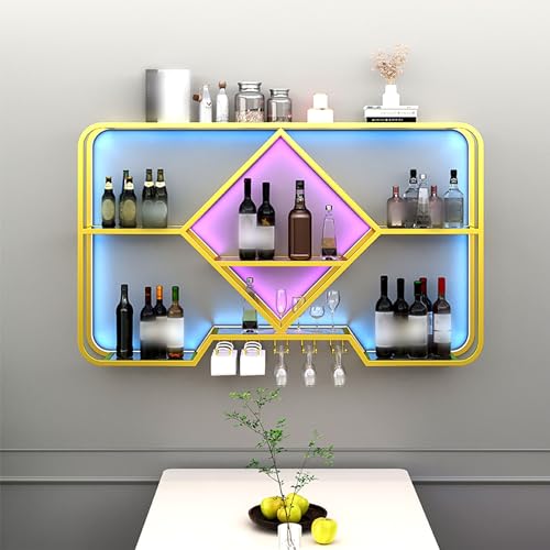 Industrial LED Hanging Wall Mounted Wine Rack Shelf for Home Bar Dining Room Kitchen Gold with LED Lighting Display and store your wine collection in style. Industrial LED Hanging Wall Mounted Wine Rack Shelf for Home Bar Dining Room Kitchen Gold with LED Lighting Display and store your wine collection in style. von Generisch