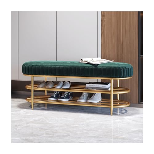 Industrielle Eingangsbank, Schuhregal mit Kissen, 2 Etagen, Stauraum für Flur und Schlafzimmer, Grün, 80 x 32 x 45 cm, stilvolle Möbellösung für den Eingangsbereich Industrielle Eingangsbank, Schuhregal mit Kissen, 2 Etagen, Stauraum für Flur und Schlafzimmer, Grün, 80 x 32 x 45 cm, stilvolle Möbellösung für den Eingangsbereich von Generisch