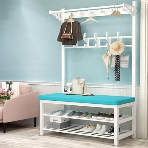 Industrielle Garderobenleiste Schuhbank mit Ablagefach - Einfache Montage Großer Eingangsbereich Flur Baum mit Rohrdesign - Stilvoller Garderoben- und Hutständer für kleine Räume von Generisch