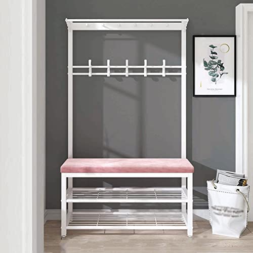 Industrielle Metallgarderobe Schuhbank Set mit Ablageablage Nizer Stabiler Flur Baum für Eingangsbereich Foyer Eingang von Generisch