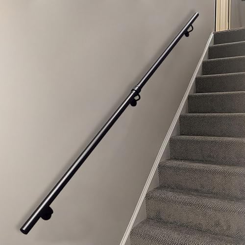Industrielle Metalltreppe il verzinktes Eisengeländer für den Innen- und Außenbereich, 4,5 m Treppengeländer-Set mit Wandhalterungen und Schrauben, schwarze Oberfläche, Sicherheitslösung Industrielle Metalltreppe il verzinktes Eisengeländer für den Innen- und Außenbereich, 4,5 m Treppengeländer-Set mit Wandhalterungen und Schrauben, schwarze Oberfläche, Sicherheitslösung von Generisch