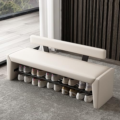 Industrielle Schuhregal Bank mit Kissen – Multifunktionaler Eingang für Schlafzimmer & Wohnzimmer – Aufbewahrungslösung aus Holz und Metall von Generisch