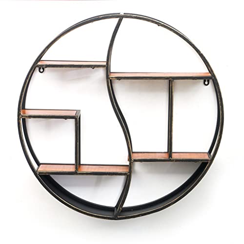 Industrielle schwebende runde Eisen-Wandregale – geometrische Metall-Aufbewahrungsregale für Heimdekoration, Wandmontage, Ausstellungsregal für Wohnzimmer, Schlafzimmer, Büro (Farbe: Schwarz) von Generisch