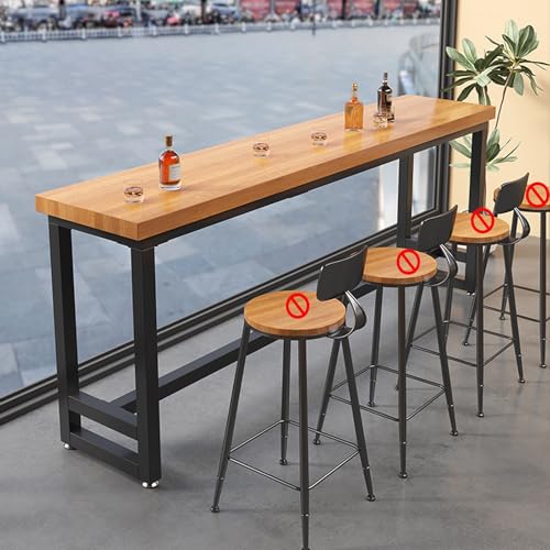 Industrieller Bartisch aus Massivholz, modern, rechteckig, Thekenhöhe, Esstisch, 199,9 cm, schmaler Beistelltisch für Küche, Zuhause und Esszimmer von Generisch