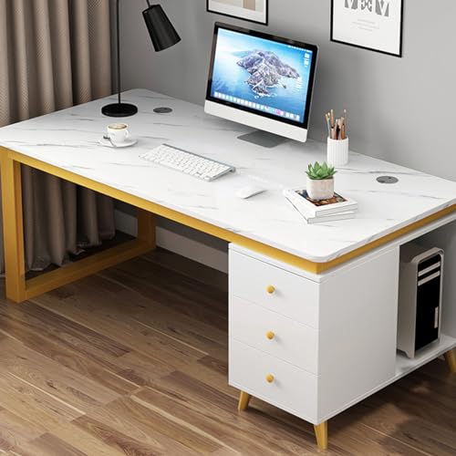 Industrieller Computertisch mit Aufbewahrungsschublade und Monitorständer – moderner Arbeitsschreibtisch Arbeitsplatz für Zuhause und Büro von Generisch