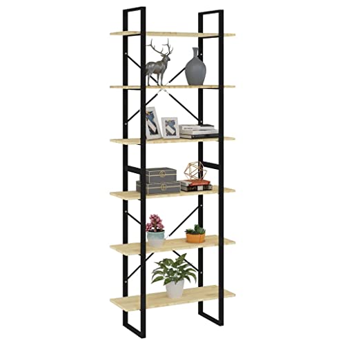 Industrieller Hochschrank mit 6 Ebenen, vertikales Bücherregal aus Holz, offenes Bücherregal, Aufbewahrungsregal, für Schlafzimmer, Wohnzimmer, Büro von Generisch