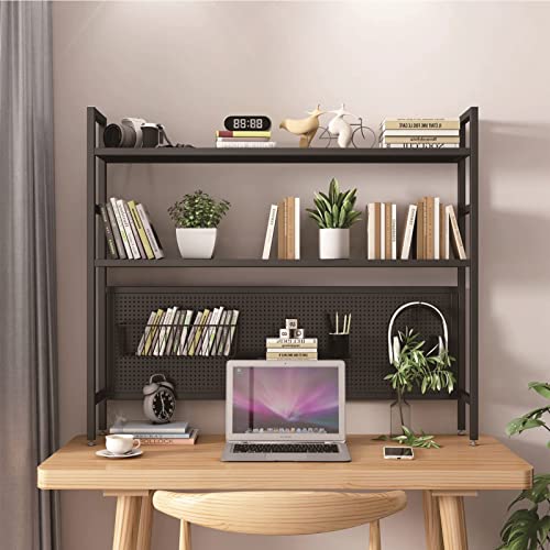 Industrielles Schreibtisch-Bücherregal mit 2 Etagen, Schmiedeeisen, schwarzes Metall, Büroständer und Präsentationsständer, stilvolles Computer-Schreibtischregal mit perforierter Platte für Zuhause Industrielles Schreibtisch-Bücherregal mit 2 Etagen, Schmiedeeisen, schwarzes Metall, Büroständer und Präsentationsständer, stilvolles Computer-Schreibtischregal mit perforierter Platte für Zuhause von Generisch