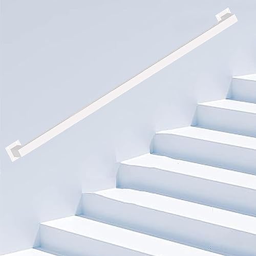 Industrielles Treppengeländer, Wandmontage, mit verzinkten Rohrbalustern, Treppenstützstange, weiß, 480 cm Länge für erhöhte Sicherheit von Generisch