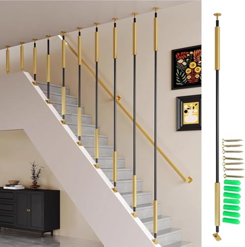Industrielles Treppengeländer-Baluster mit Metallsockel und Schrauben, rutschfeste Sicherheitsgeländer für Zuhause, Korridor und Villa, 80 cm, gerader Haltegriff – 1 Stück (80 cm) von Generisch