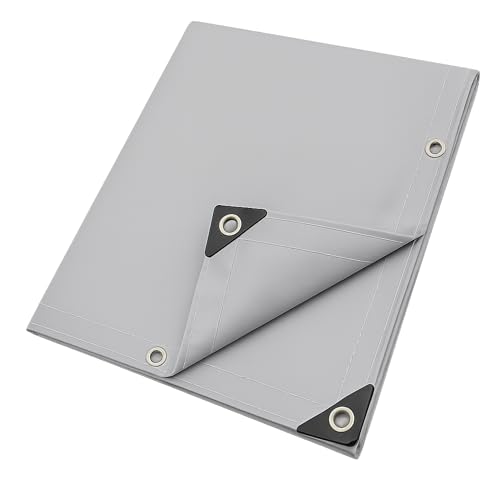 Industrieplane PVC Abdeckplane Grau LKW Plane 550 g/m² wasserdicht Schutzplane mit Messingösen alle 50 cm wetterfest robust langlebig 4 Meter x 8m von Generisch