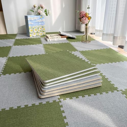 Ineinandergreifende Bodenfliesen, weiche Innenmatten mit Kanten, waschbare Teppiche für Schlafzimmer, Schalldämmung, anpassbarer Bodenschutz, 20 Stück von Generisch