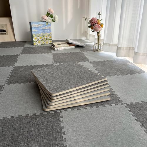 Ineinandergreifende Bodenfliesen, weiche Innenmatten mit Kanten, waschbare Teppiche für Schlafzimmer, Schalldämmung, anpassbarer Bodenschutz, 20 Stück Ineinandergreifende Bodenfliesen, weiche Innenmatten mit Kanten, waschbare Teppiche für Schlafzimmer, Schalldämmung, anpassbarer Bodenschutz, 20 Stück von Generisch