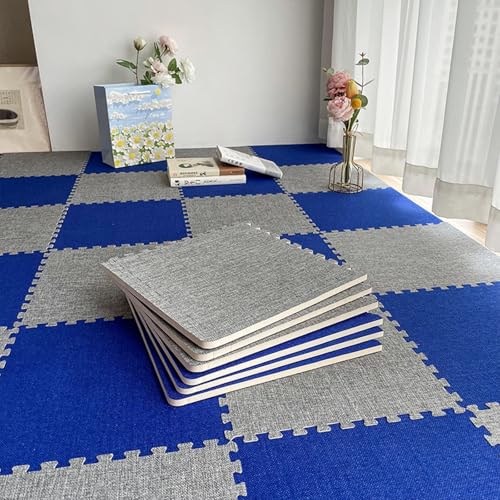 Ineinandergreifende Bodenfliesen, weiche Innenmatten mit Kanten, waschbare Teppiche für Schlafzimmer, Schalldämmung, anpassbarer Bodenschutz, 20 Stück von Generisch