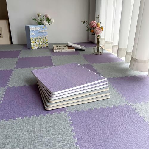 Ineinandergreifende Bodenfliesen, weiche Innenmatten mit Kanten, waschbare Teppiche für Schlafzimmer, Schalldämmung, anpassbarer Bodenschutz, 20 Stück von Generisch