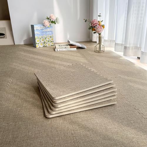Ineinandergreifende Bodenfliesen, weiche Innenmatten mit Kanten, waschbare Teppiche für Schlafzimmer, Schalldämmung, anpassbarer Bodenschutz, 20 Stück von Generisch