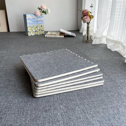 Ineinandergreifende Bodenfliesen, weiche Innenmatten mit Kanten, waschbare Teppiche für Schlafzimmer, Schalldämmung, anpassbarer Bodenschutz, 20 Stück von Generisch