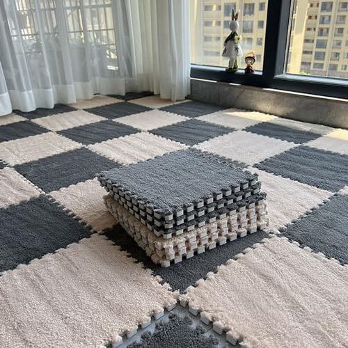 Ineinandergreifende Schaumstoff-Puzzlematte, weiche Plüsch-Bodenfliesen für bequemen Wohn- und Schlafzimmer-Teppich Ineinandergreifende Schaumstoff-Puzzlematte, weiche Plüsch-Bodenfliesen für bequemen Wohn- und Schlafzimmer-Teppich von Generisch