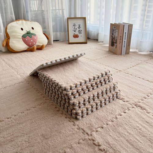 Ineinandergreifende Schaumstoff-Puzzlematte, weiche Plüsch-Bodenfliesen für bequemen Wohn- und Schlafzimmer-Teppich Ineinandergreifende Schaumstoff-Puzzlematte, weiche Plüsch-Bodenfliesen für bequemen Wohn- und Schlafzimmer-Teppich von Generisch