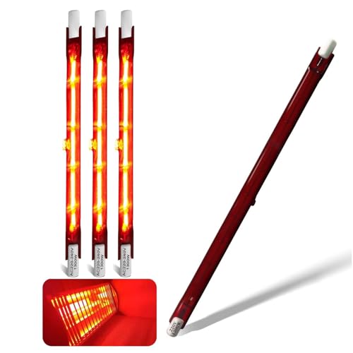 Infrarotlampe 1300W, 254mm R7S Infrarot Heizlampe, 1300W Infrarot Halogenstab Dimmbar, 1300LM, 230V Halogen Lampe Halogenstäbe kein Flimmern, Rot Quarz Halogenstablampe Wärmelampe, 10mm Ø, 4 Stück von Generisch