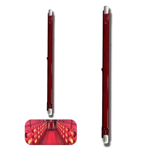 Infrarotlampe 1300W, R7 Halogenstab Dimmbar, R7S Halogenlampe 254mm 1300W Ersatz J-Typ Linear Halogen Lampe, 1300LM, Infrarot Halogen Wärmelampe 1300W Halogenstablampe Rot Heizlampe, 10mm Ø, 2 Stück von Generisch