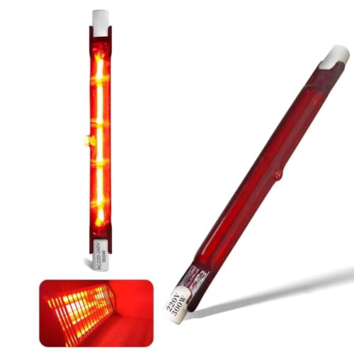 Infrarotlampe 300W, 118mm R7S Infrarot Heizlampe, 300W Infrarot Halogenstab Dimmbar, 300LM, 230V Halogen Lampe Halogenstäbe kein Flimmern, Rot Quarz Halogenstablampe Wärmelampe, 10mm Ø, 2 Stück von Generisch