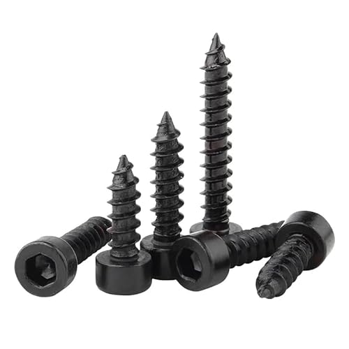 Innensechskant-Blechschrauben schwarz M2 M2.6 M3 M3.5 M4 M5 M6 Nickel-Zink 8.8 Klasse Lautsprecher(Black Zinc,M6X20mm(20PCS)) von Generisch