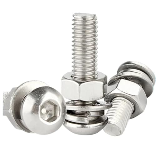 Innensechskantschraube und Mutter mit Unterlegscheiben M2/2,5/3/4/5/6/8/10 304 Edelstahl(4mm,M4 10sets) von Generisch