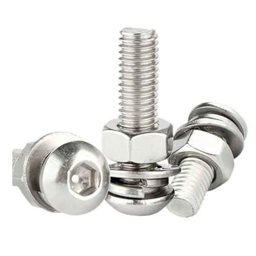 Innensechskantschraube und Mutter mit Unterlegscheiben M2 M2.5 M3 M4 M5 M6 M8 M10 304 Edelstahl Innensechskant-Rundkopfschrauben-Muttern-Kit(18mm,M2.5 30sets) von Generisch